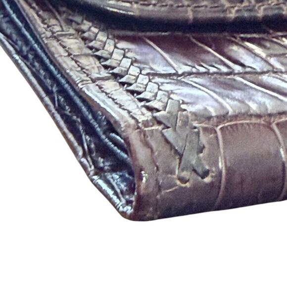 Brighton Womens Brown Croc Print Flap Wallet Bi-Fold Leather Card Holder - Picture 12 of 16
